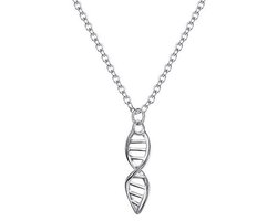 DNA-halsketting voor dames in 925 sterling zilver - dubbele helix hanger, biologisch symbool, stijlvolle sieraden