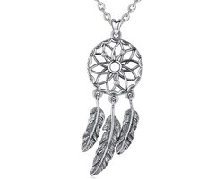 Dromenvanger Ketting 925 Sterling Zilver met Veer