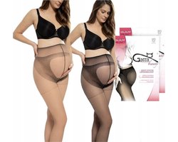 GATTA - Zwangerschapspanty - 20 DEN - Maat M - Zwart / Beige - Dames Panty - Zwanger - Ondersteunende Panty - (2 Stuks)