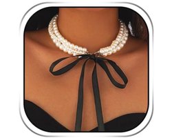 Gelaagde Parel Choker Ketting voor Vrouwen - Kunststof Sieraden