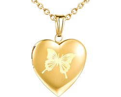 Gepersonaliseerde Hartvormige Medaillon Ketting met Foto en Gravure