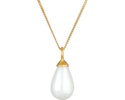 Gouden Kettingsieraad met Echte Zoetwaterparel | 925 Sterling Zilveren Halsketting Dames (60 cm)