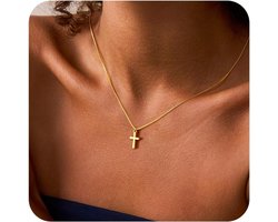 Gouden Kruis Ketting Dames 14K Goud Verguld Elegante Choker Halsketting Christelijk Sieraad
