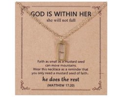 Gouden Mosterdzaad Ketting voor Vrouwen - Inspirerende Christelijke Sieraden met Bemoedigingskaart