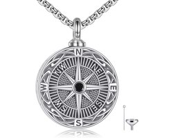 Halsketting voor as met Keltische knoop en kompas in 925 sterling zilver