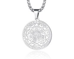 Halsketting voor heren met 7 aartsengelen en pentagram - Roestvrijstalen talisman en amulet