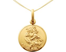 Halsketting voor Kinderen van Massief 9kt Goud met St Christopher Medaille - Perfect voor Doop of Heilige Communie