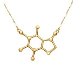Hanger Cafeïne Molecuul Ketting 925 Sterling Zilver