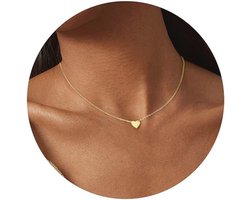 Hartenhanger Dames Ketting - Zilver en Roségoud, Verstelbaar 43cm, Pendant met CZ Steentjes, Elegante Sieraad voor Dames en Meisjes