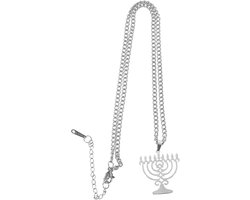 Joodse Menora Hanger Ketting van Roestvrij Staal voor Mannen