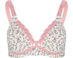 Katoenen Voedingsbeha Zonder Beugel voor Zwangerschap en Borstvoeding - Comfortabele Zwangerschapsbeha voor Vrouwen - Roze (38/85)