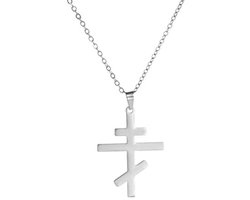 Klassieke Orthodoxe Kruis Hanger Ketting van Roestvrij Staal