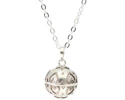 La Rosa Princesa Filigree Bola Zwangerschapsketting Zilver hartjes - Babybel - zwangerschapsbelletje