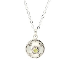 La Rosa Princesa Filigree Bola Zwangerschapsketting Zwangerschapsbelletje Groen Zilver Peridoot