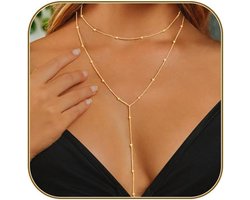 Lange Gelaagde Gouden Ketting voor Dames Trendy Sieraden
