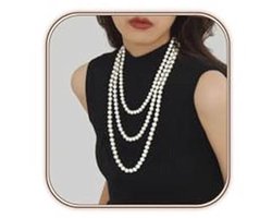 Lange Witte Parelketting Dames - 180CM Glasparels, Mode Sieraden voor Bruiloft en Feest