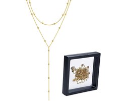 Lange Y-Ketting Dames Goudkleurig – Verstelbare Halsketting Roestvrij Staal met Pareldetail