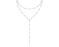 Lange Y-ketting Dames met Zirkonia Ketting Roestvrij Staal Gekleurd