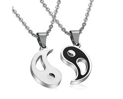 longziming -Yin Yang Tai Chi Hanger – Duurzame Legering – 22×24 mm – 60 cm Ketting – Klassiek Zwart-Wit Ontwerp met Bagua-Motief