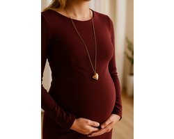 Lundholm Zwangerschapsketting Dames Goudkleurig - Premium Stainless Steel Gold Plated - Bella Serie - Hartjes Hanger met Rustgevend Geluid - Luxe Cadeau voor Vrouw, Babyshower of Gender Reveal - Luxe Geschenkverpakking