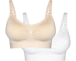 MAGIC Bodyfashion Mama Comfort Nursing Bra (2-pack) Dames Latte & Wit - Maat S
