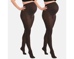 Mamsy - 2-Pack Opaque Zwangerschapspanty 60den - Donker Bruin - XXL