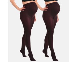 Mamsy - 2-Pack Opaque Zwangerschapspanty 60den - Wijn - M