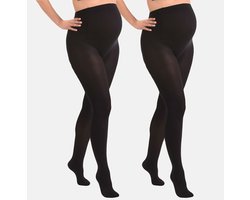 Mamsy - 2-Pack Opaque Zwangerschapspanty 60den - Zwart - XXL