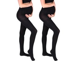 Mamsy - 2-Pack Opaque Zwangerschapspanty super mat 100den - Zwart - M