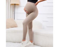 Naadloze zwangerschapslegging / zwangerschapsbroek – Zwangerschapskleding - Donkerbeige / Bruin – Comfort & steun vanaf 2e trimester – Maat M/L (valt klein) - High Waist