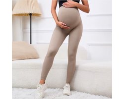 Naadloze zwangerschapslegging / zwangerschapsbroek – Zwangerschapskleding - Donkerbeige / Bruin – Comfort & steun vanaf 2e trimester – Maat S/M (valt klein)