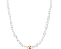Natuursteen Halsketting Dames met Zilveren of Vergulde Parel - Filigraan Korte Ketting