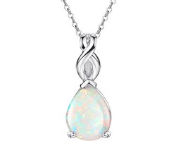 Opaal Hanger Ketting Zilver Druppel Vorm Oktober Geboortesteen Verstelbaar