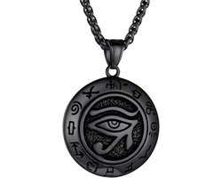 Oud Egyptisch Kruis Ankh en Oog van Horus Hanger Ketting Roestvrij Staal