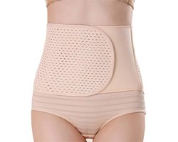 Postpartum Buikband - Postnataal Ondersteuning - Ademend Elastisch - Verstelbaar (L-Beige)