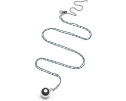 Proud MaMa basic babybel stainless Steel ZILVER en BLAUW | Zwangerschapsketting | Proud MaMa | Babybel Bola | Cadeau zwangerschap | Nikkelvrij