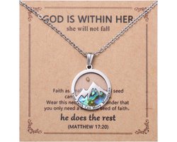 Ronde Berg Hanger Ketting met Inspirerende Motivatiekaart - Christelijke Cadeau