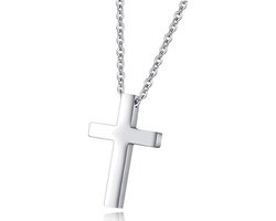 Stainless steel cross pendant necklace for men and women with silver chain