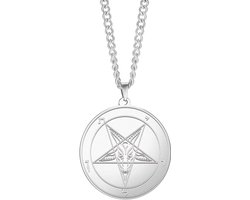 Stalen Satanic Leviathan Kruis Ketting met Baphomet Hanger - Occulte Sieraden