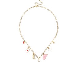Trendy Gouden Charm Ketting voor Vrouwen met Cowboy Hoed en Letter Hangertjes