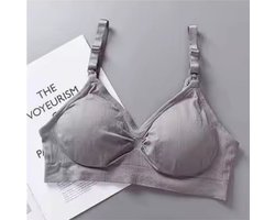 TSD goods - Voedingsbh - BH voor borstvoeding - Zwangerschapsbh - BH voor zwangere vrouwen - Maternity - Verstelbaar - Grijs - Maat M
