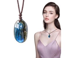 Unieke waterdruppelvorm labradoriet hanger voor vrouwen - Handgemaakt in vintage stijl