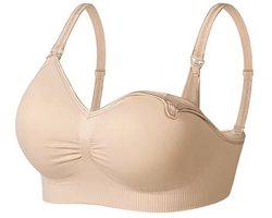 Voedingsbeha - Voedingsbh zonder Beugel - met uitneembare pads - Verstelbare schouderbandjes - Beige - Maat S/M (Cupmaat: 75A 75B 70C 75C 80A 80B)