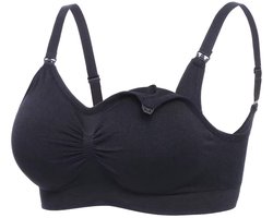 Voedingsbeha - Voedingsbh zonder Beugel - met uitneembare pads - Verstelbare schouderbandjes - Zwart - Maat L (Cupmaat: 85B 90B 85C 90C 85D)