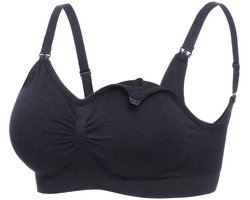 Voedingsbeha - Voedingsbh zonder Beugel - met uitneembare pads - Verstelbare schouderbandjes - Zwart - Maat XL (Cupmaat: 95B 85C 90C 95C 80D 85D )