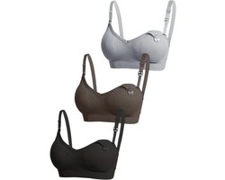 voedingsbh - 3 PACK - MAAT XXL - Voedingsbh zonder beugels - Zwangerschapsbh - verstelbare schouderband - zachte stof - naadloos ontwerp - uitneembare vulling - voorkant voorzien van flap - handig met borstvoeding