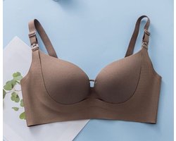 Wow Peach - Shaped Seamless Voedings BH - Padded Beha - Zonder Beugel - Naadloos - Borstvoeding - Nursing - Mama - Comfort - Soft - Ademend - Kleur: Bruin - Maat: Large