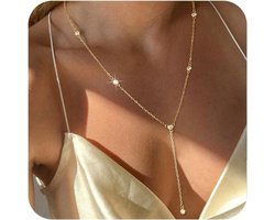 Y-vormige gouden ketting dames - minimalistische hanger met luxe vergulding