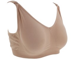 Youha - Voedingsbh zonder beugels - Zwangerschapsbh - verstelbare schouderband - zachte stof - naadloos ontwerp - uitneembare vulling - voorkant voorzien van flap - handig met borstvoeding - Kleur: Beige - Maat M