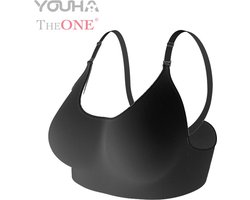 Youha - Voedingsbh zonder beugels - Zwangerschapsbh - verstelbare schouderband - zachte stof - naadloos ontwerp - uitneembare vulling - voorkant voorzien van flap - handig met borstvoeding - Kleur: Zwart - Maat M